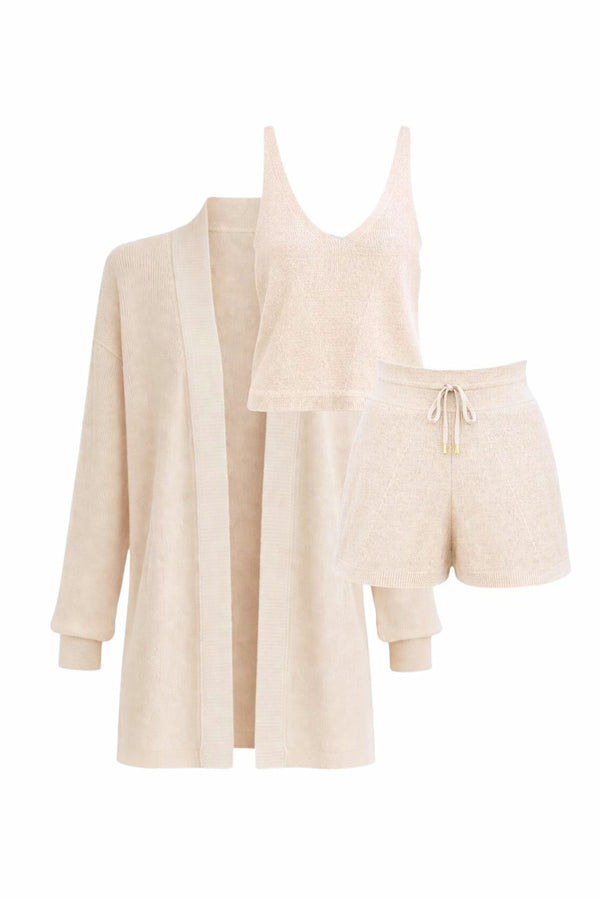 Conjunto Tricot Carina Bege Areia