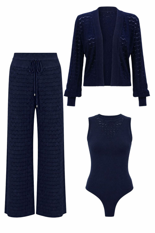 Conjunto Tricot Blanche Azul Marinho