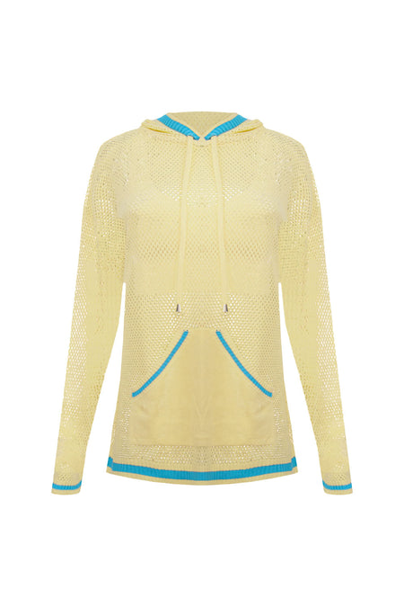Blusa Tricot Eloá Com Top Amarelo Manteiga e Azul Mergulho