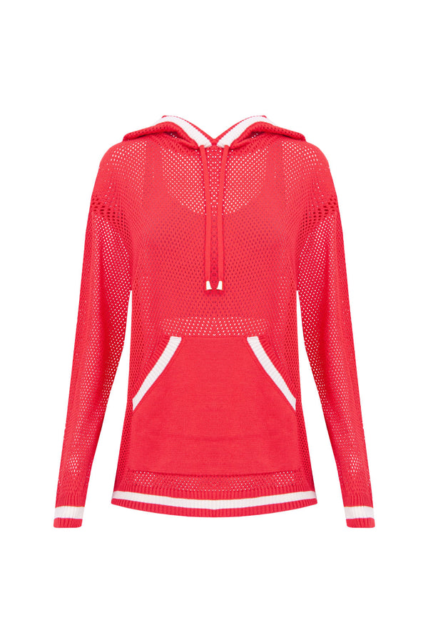 Blusa Tricot Eloá Com Top Vermelho Magma E Off White