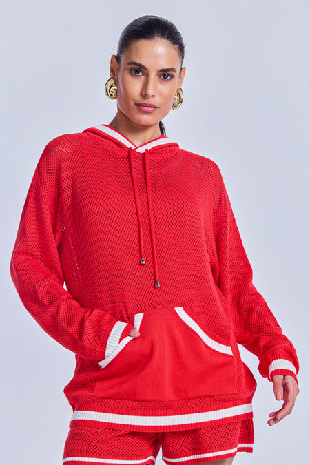 Blusa Tricot Eloá Com Top Vermelho Magma E Off White