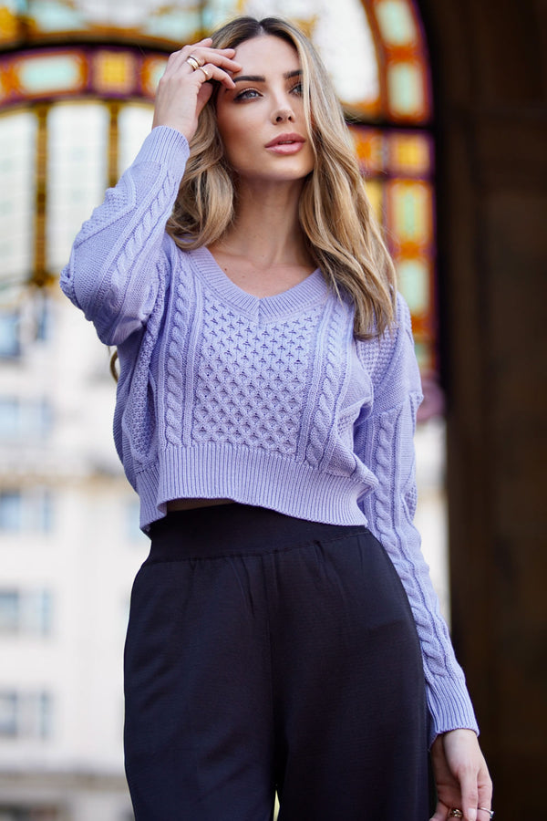 Blusa Tricot Emilia Lilás Imperial