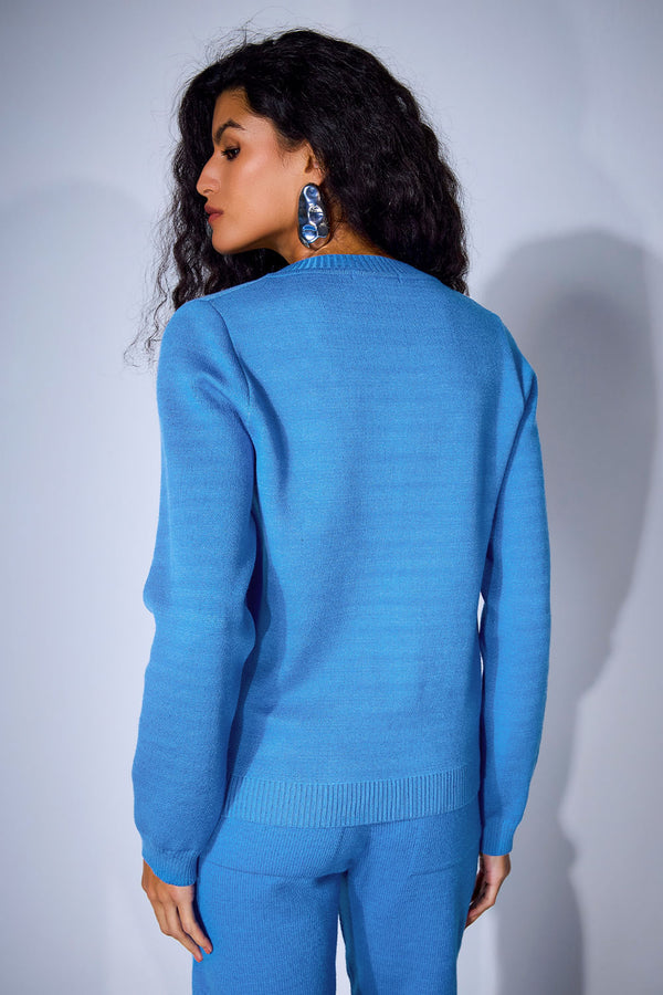 Blusa Tricot Kitty Azul Tranquili