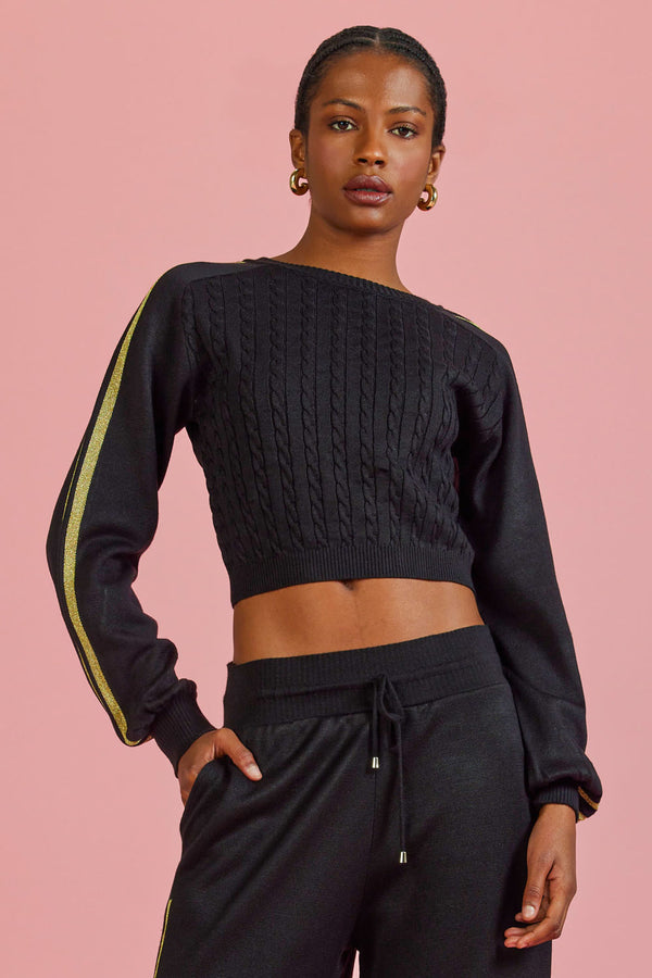 Blusa Tricot New Lara Lurex Preto