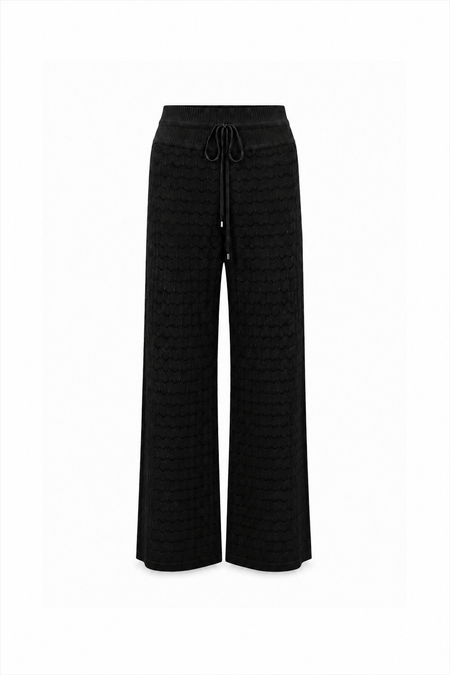 Calça Tricot Pantalona Blanche Preto
