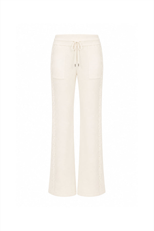 Calça Tricot Heloisa Pantalona Off White