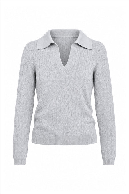 Camisa Tricot Ana Manga Longa Cinza Mescla