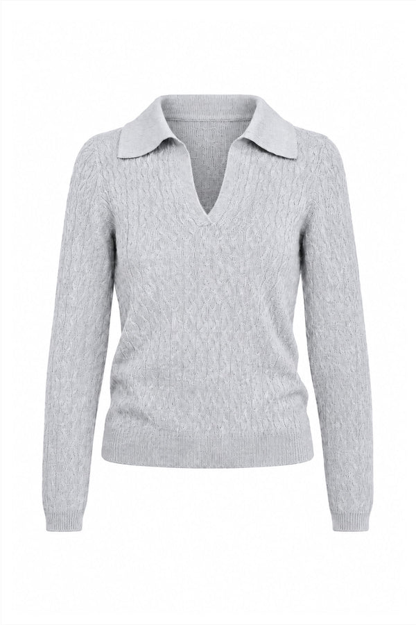 Camisa Tricot Ana Manga Longa Cinza Mescla