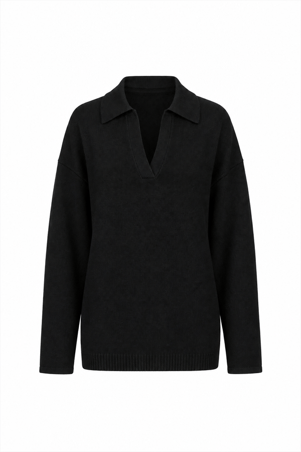 Camisa Tricot Leda Manga Longa Preto
