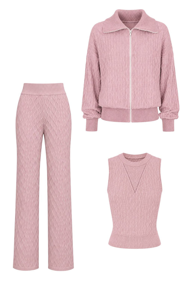 Conjunto Tricot Flora Rosa Prímula