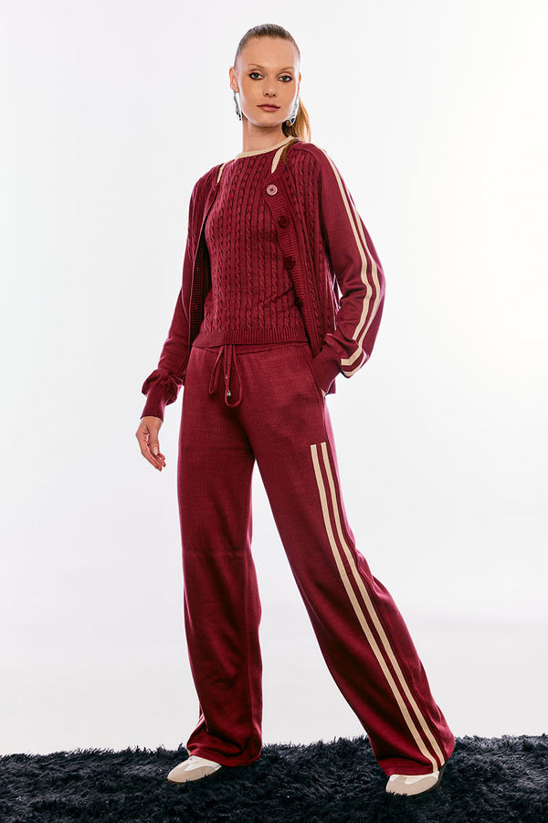Casaco Tricot Lara Marsala E Areia