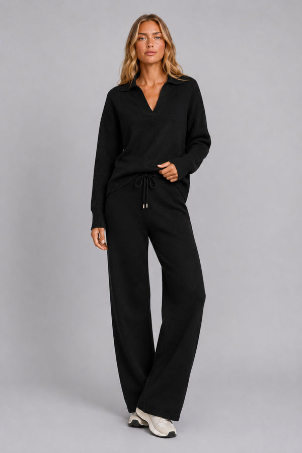 Conjunto Tricot Leda Manga Longa Preto