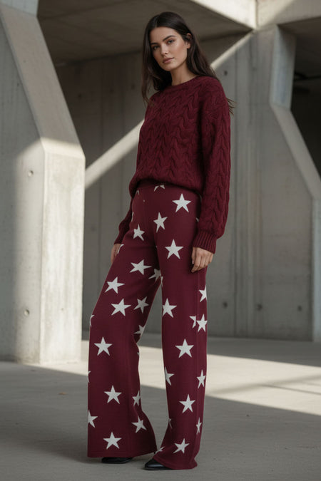 Calça Tricot Super Star Estrela Marsala
