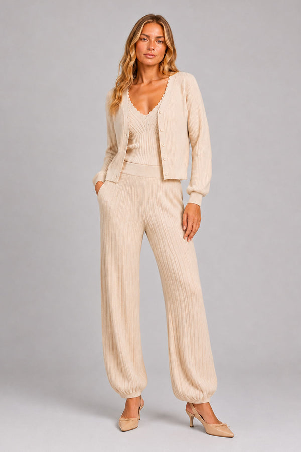 Calça Tricot Yara Bege Field