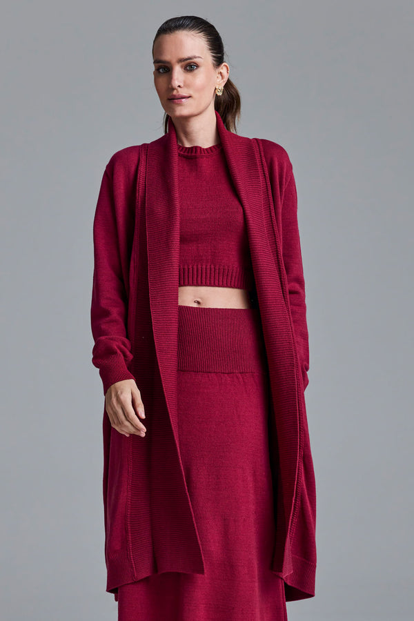 Casaco Tricot Amira Red Cherry