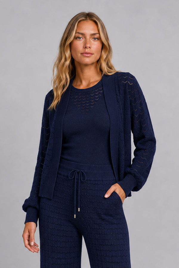 Casaco Tricot Blanche Azul Marinho
