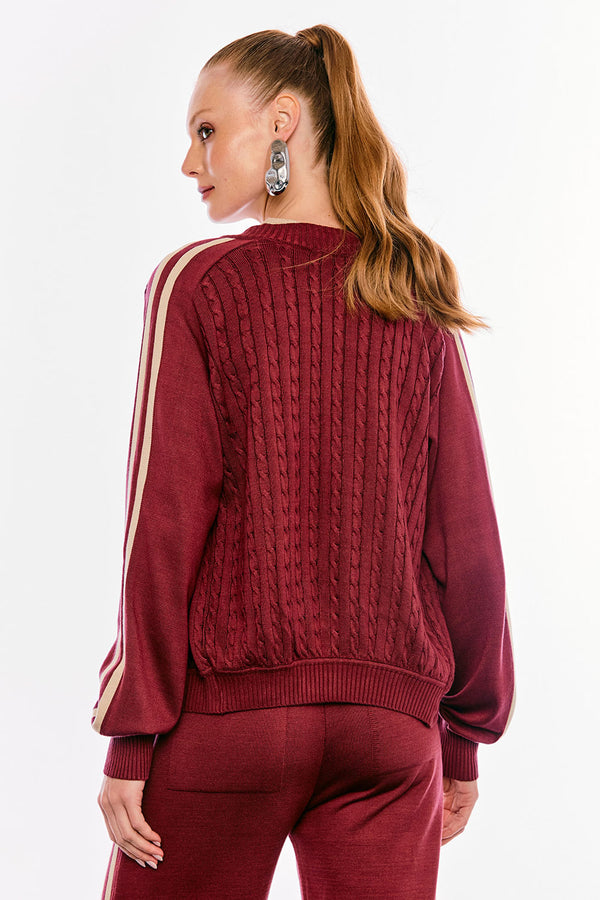 Casaco Tricot Lara Marsala E Areia