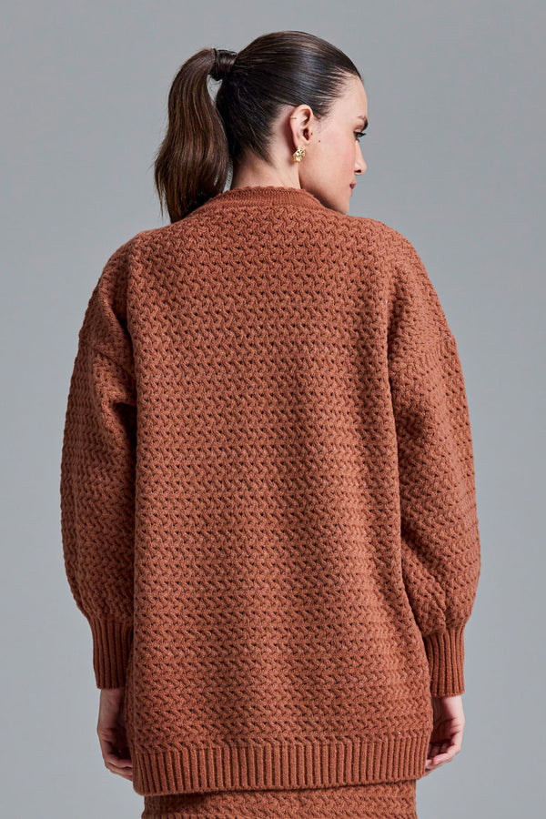 Casaco Tricot Liliane Terracota
