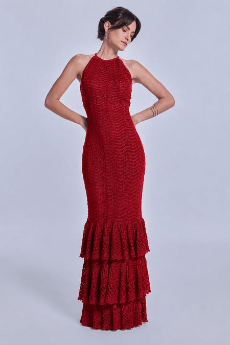 Vestido Tricot Midi Selma Vermelho
