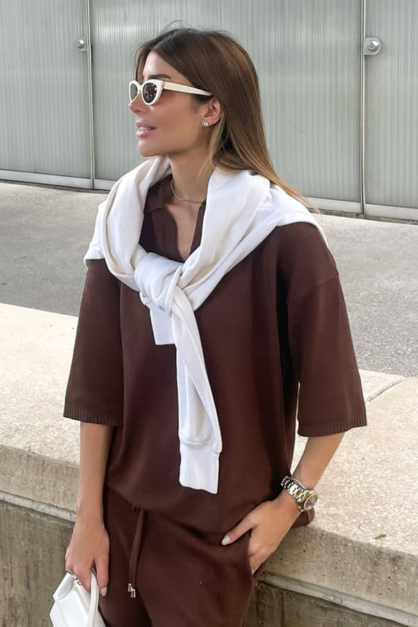 Camisa Tricot Leda Manga Curta Cacau