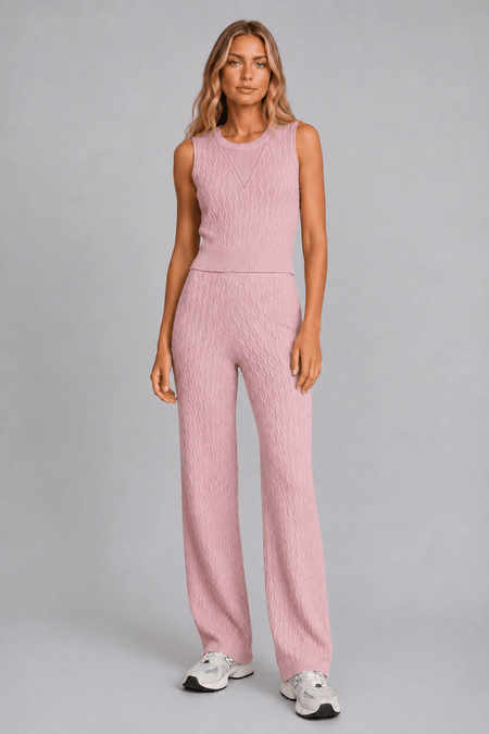 Calça Tricot Flora Flare Rosa Prímula