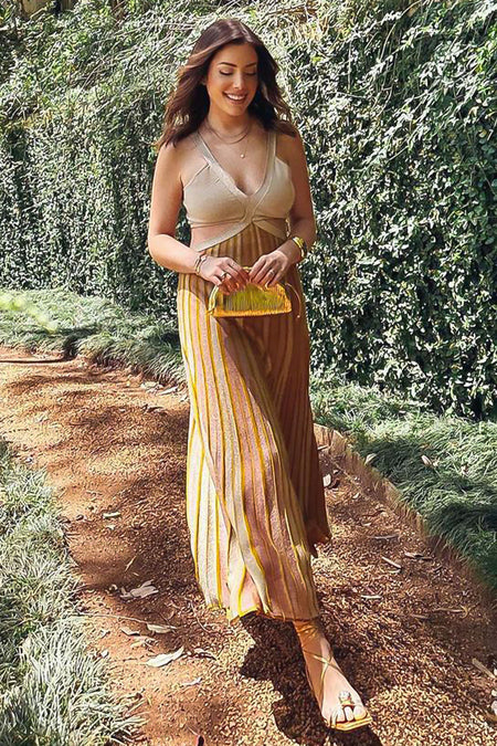 Vestido Tricot Midi Florence Bege Shell