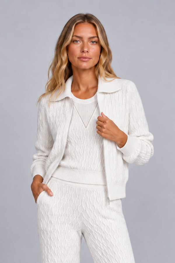 Jaqueta Tricot Flora Off White