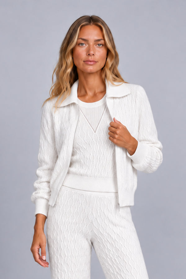Jaqueta Tricot Flora Off White