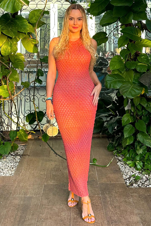 Vestido Tricot Midi Renata Vermelho Gérbera