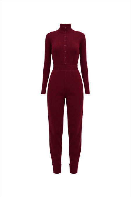 Macacão Tricot Graziela Marsala Dark
