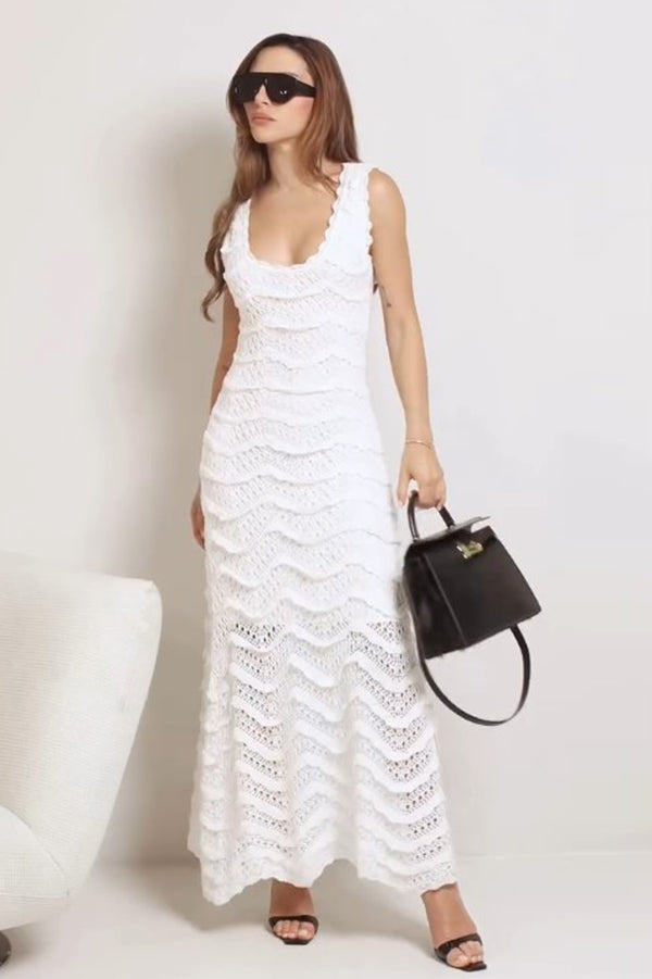 Vestido Tricot Midi New Gisele Off White