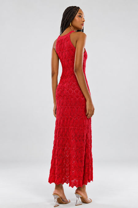 Vestido Tricot Midi Mel Vermelho