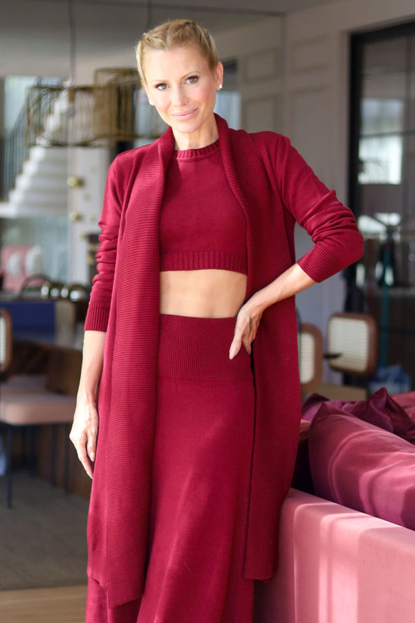 Casaco Tricot Amira Red Cherry