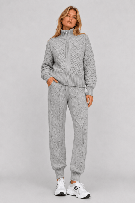 Calça Tricot Rose Cinza Mescla