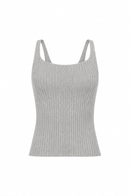 Regata Tricot Leila Eva Cinza Mescla