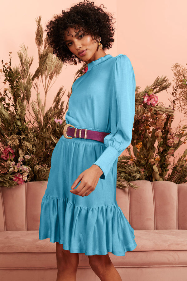 Saia Tricot Curta Alegra Azul Céu