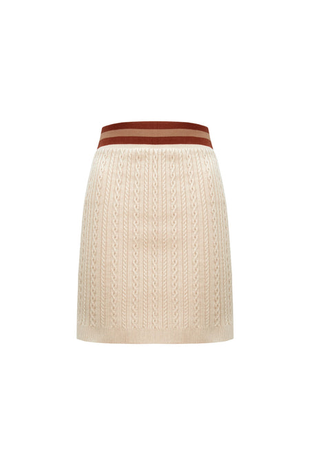 Saia Tricot Curta Celina Bege Creamy