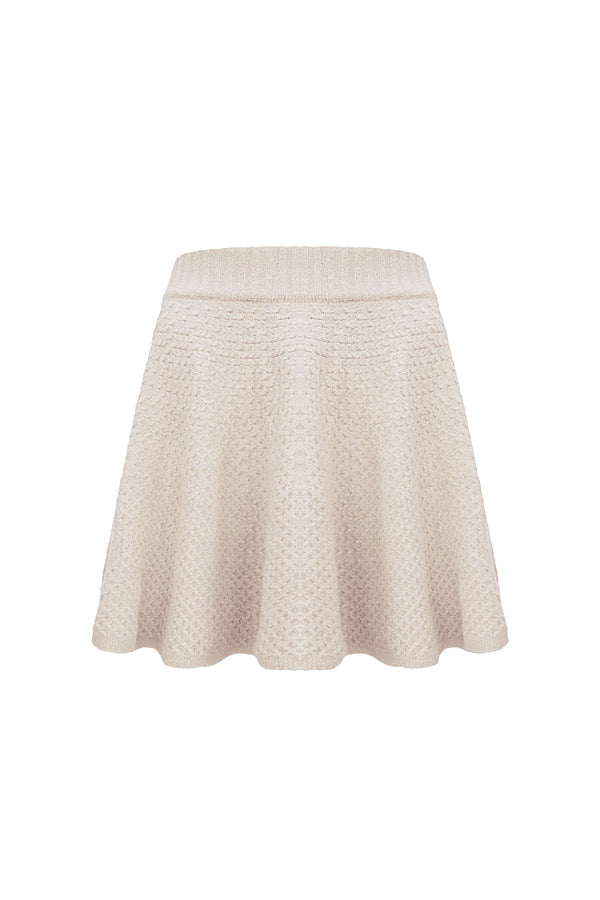 Saia Tricot Curta Cherry Bege