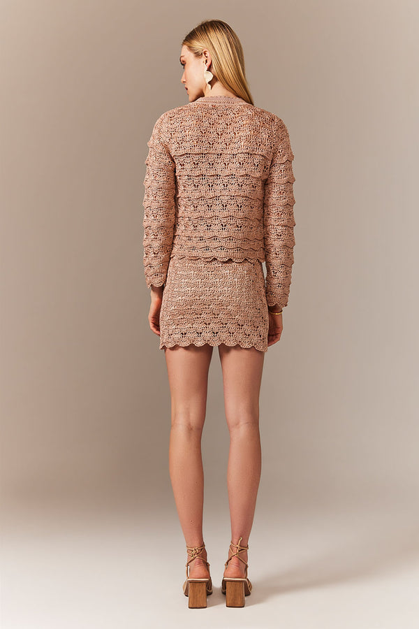 Saia Tricot Curta Mirabelle Bege Champagne