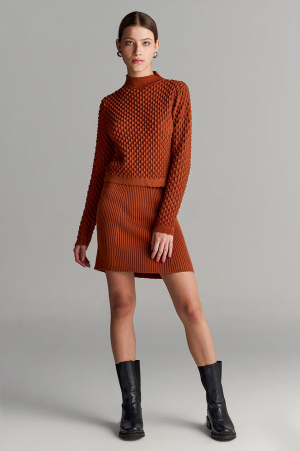 Saia Tricot Curta Miriam Caramelo