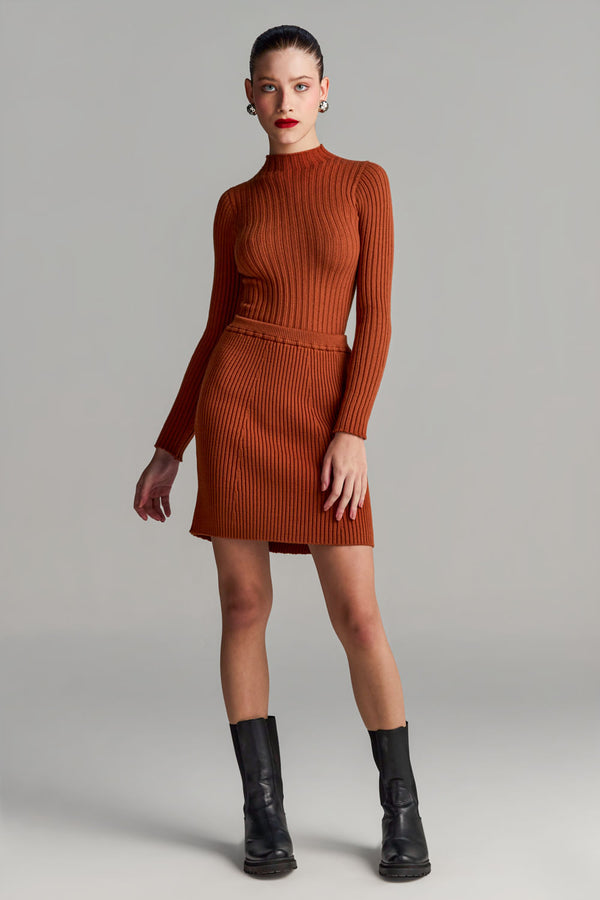 Saia Tricot Curta Miriam Caramelo