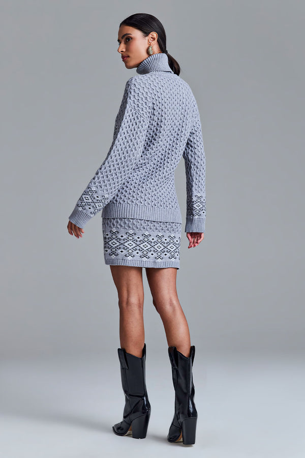 Saia Tricot Curta Monalisa Cinza Mescla