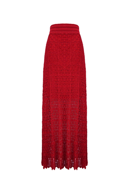 Saia Tricot Longa Gloria Vermelho Cherry