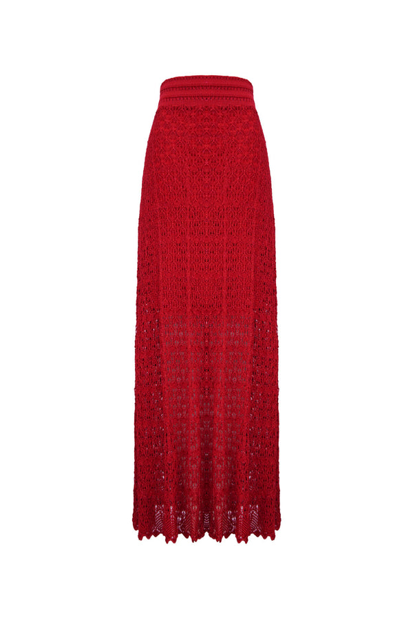 Saia Tricot Longa Gloria Vermelho Cherry