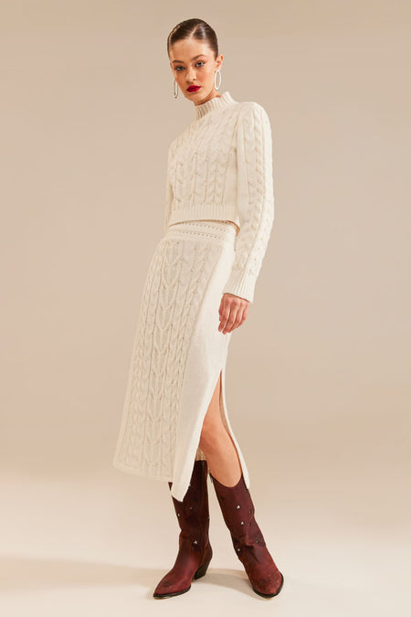 Saia Tricot Midi Bruna Off White