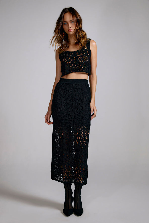 Saia Tricot Midi Olivia Preto