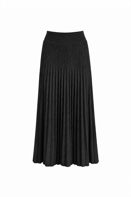 Saia Tricot Midi Plissada Olivia Preto