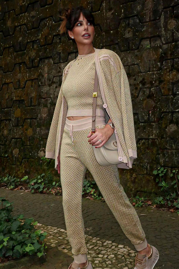 Casaco Tricot Yara Lurex Dourado