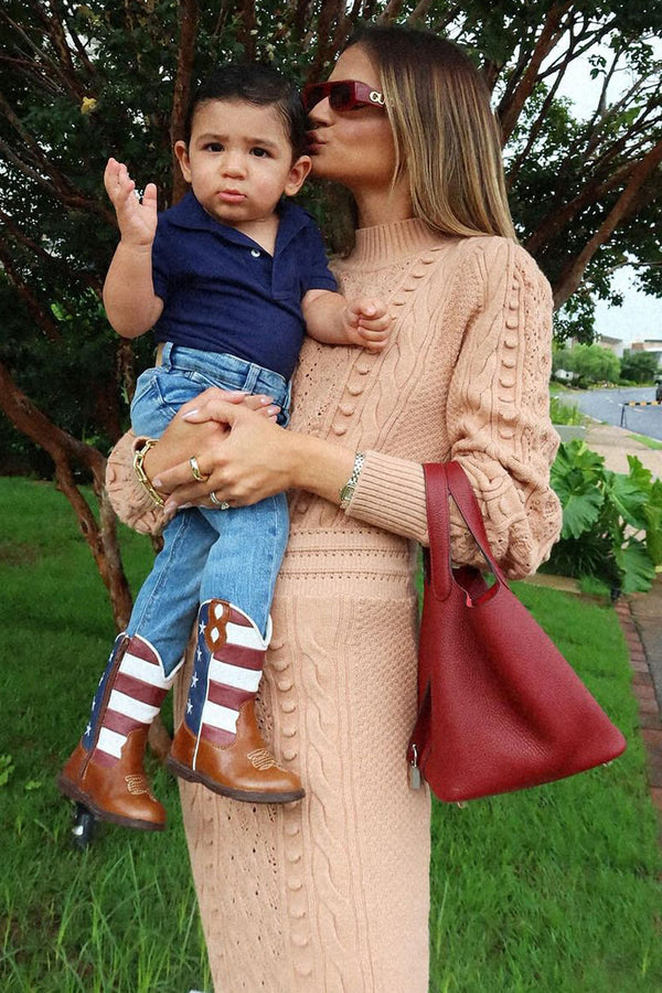 Saia Tricot Midi Georgea Amêndoa
