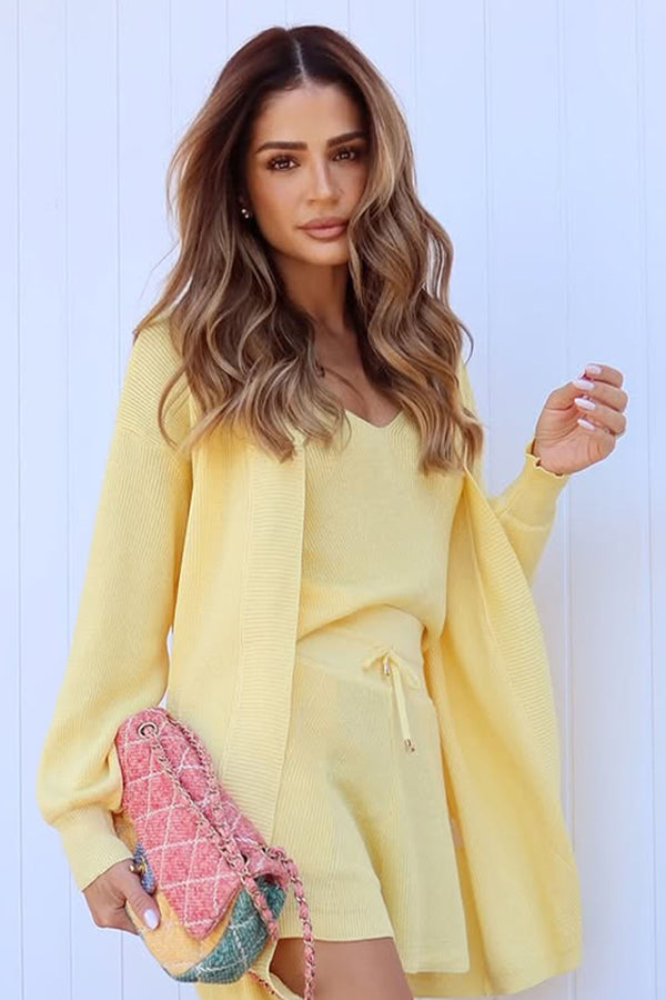 Casaco Tricot Carina Amarelo Manteiga